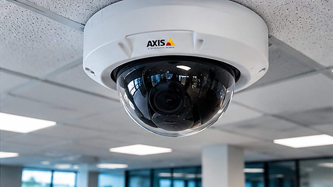 Dome camera in an office ceiling
